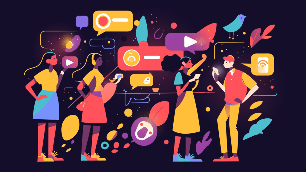 Individuals communicating and exchanging thoughts in a vibrant personalized environment